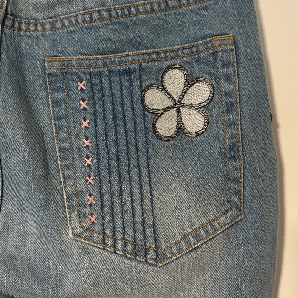 Women’s Urban Outfitters floral Blue Patchwork Jeans Sz 28 - Picture 10 of 11